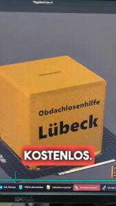Alt: Spendenbox für Obdachlosenhilfe in Lübeck, kostenloses Angebot.