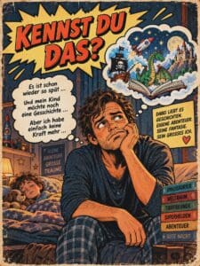Kinderbuchillustration mit Traumwelten und Abenteuern.