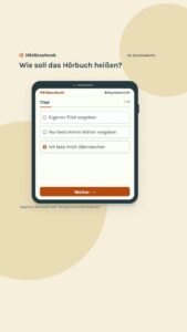 Modernes Hörbuch-Design mit WarsoWerk Logo und App-Screenshot.