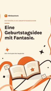 Kreative Geburtstagsidee mit Buch und Fantasie für Kinder.